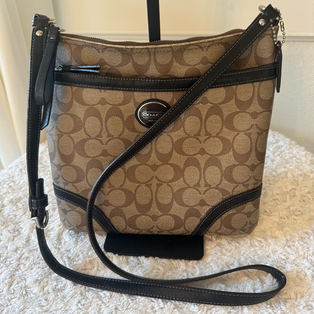 Coach Peyton Crossbody Bag in Khaki and Mahogany